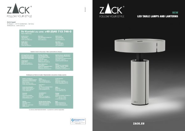 ZACK LED TABLE LAMPS AND LANTERNS Prospekt 04/2024