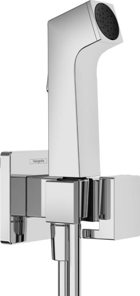 Hansgrohe Bidette E Handbrause 1jet mit Brausehalter, Brauseschlauch 1,25m und Absperrventil, EcoSmart+, chrom 29231000