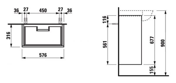 Laufen The New Classic Waschtischunterbau 58cm, 2 Schubladen, passend zu Möbelwaschtisch 81385.3