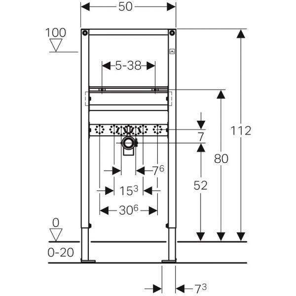 Geberit Duofix Element für Waschtisch, 112cm, Standarmatur