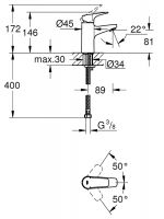 Vorschau: Grohe BauFlow Einhand-Waschtischbatterie, glatter Körper, S-Size, chrom