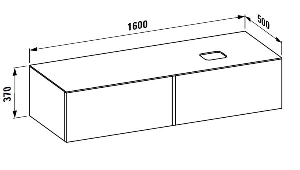 Laufen IL BAGNO ALESSI ONE Schubladenelement 1600, Ausschnitt rechts, zu Waschtisch, techn. Zeichnung