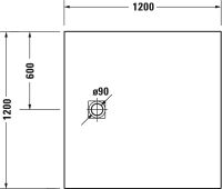 Vorschau: Duravit Sustano Duschwanne 120x120cm, quadratisch, schneidbar tech. Zeich.