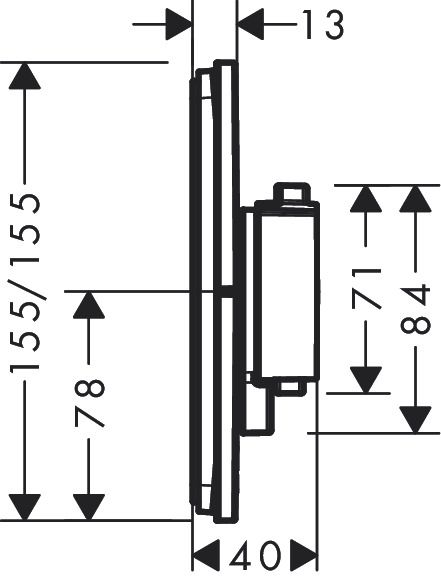 Hansgrohe ShowerSelect Comfort E Thermostat UP, 1 Verbraucher & zusätzl. Abgang, schwarz matt