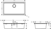 Vorschau: Hansgrohe S53 S530-U700 Granit-Unterbauspüle 70x70cm, mit Ablaufgarnitur