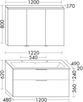 Vorschau: Burgbad Eqio Slim Badmöbel-Set LED-Spiegelschrank, Waschtisch mit 2 Hahnlöcher & Unterschrank 122cm