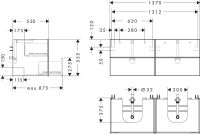 Vorschau: Hansgrohe Xevolos E Waschtischunterschrank 137cm für 2 Aufsatzwaschtischen und Konsole, 4 Schubkäste