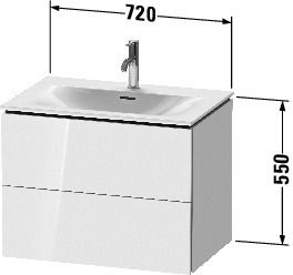 Duravit L-Cube Waschtischunterschrank wandhängend 72x48cm mit 2 Schubladen für Viu 234473, techn. Zeichnung