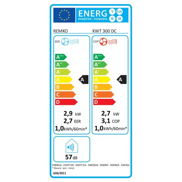 Remko KWT 300 DC Kompakt-Wand-Raumklimagerät, EEK: A