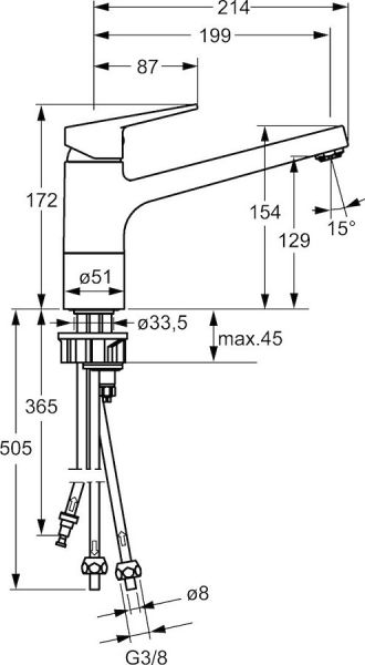 Hansa Hansatwist Spültisch-Einhand-Einlochbatterie, Niederdruck, schwenkbar, chrom