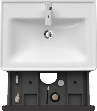 Duravit D-Neo Möbel-Set 65cm mit Waschtisch, Waschtischunterschrank und rundem Spiegel