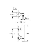 Vorschau: Grohe Grohtherm 1000 Cosmopolitan Thermostat-Brausebatterie, cool sunrise gebürstet 34065GN2