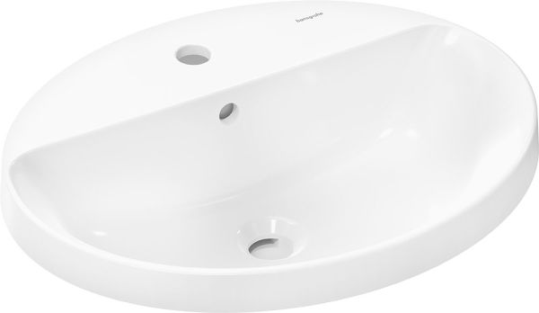 Hansgrohe Xuniva D Einbauwaschtisch oval 55x45cm mit 1 Hahnloch und Überlauf, weiß