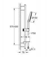 Vorschau: Grohe Rainshower 150 SmartActive Brausestangenset 60cm, 3 Strahlarten, chrom