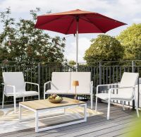 Vorschau: KETTLER DINING DIAMOND Lounge 2er Bank Sunbrella®, weiß matt/ natte linen