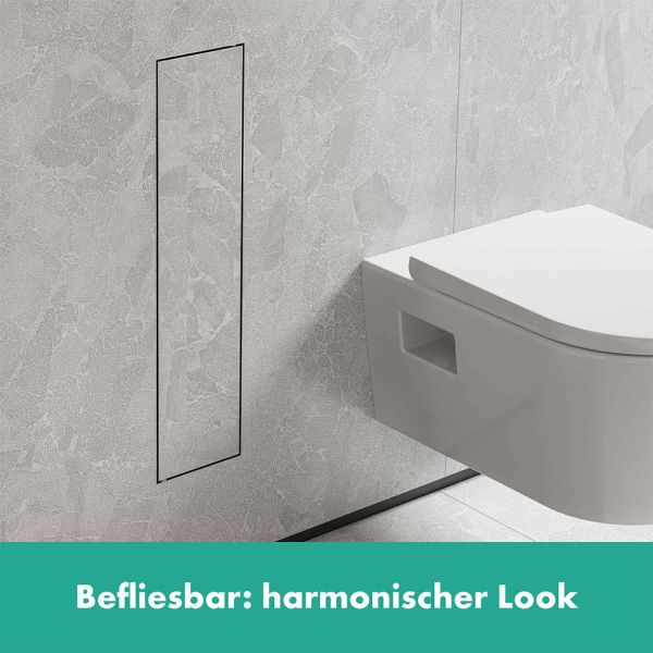 hansgrohe XtraStoris Rock Einbau Toilettenbürstenhalter, befliesbare Tür und Innenablage