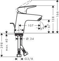 Vorschau: Hansgrohe Logis Einhebel-Waschtischmischer 70 mit Metall Ablaufgarnitur, chrom