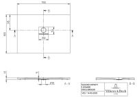 Vorschau: Villeroy&Boch Squaro Infinity Quaryl®-Duschwanne, flächenbündiger Einbau, 110x80cm, technische Zeichnung