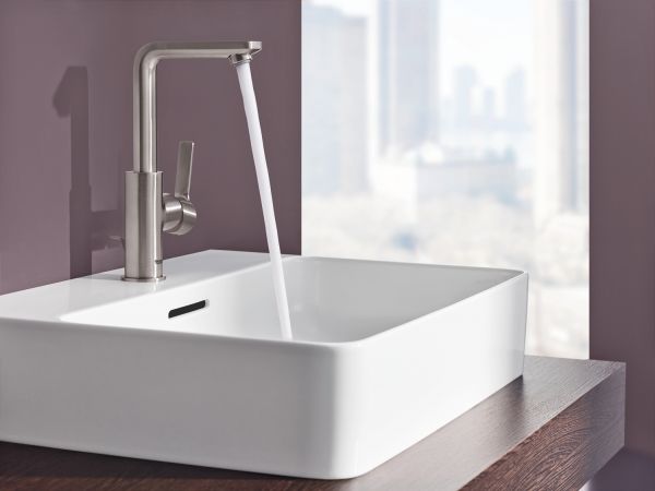 Grohe Lineare Badarmatur L-Size mit Zugstangen-Ablaufgarnitur, supersteel