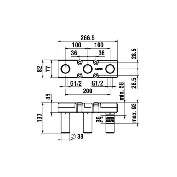 Laufen UP-Einbaukörper Vormontage Einbauset, zu 2-Griff Up- Waschtischmischer, mit 3 Baustopfen