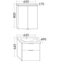 Vorschau: Burgbad Eqio Badmöbel-Set 65cm, Spiegelschrank, Keramik-Waschtisch und WT-Unterschrank