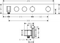 Vorschau: Axor ShowerSolutions Thermostatmodul Select 460/90 Unterputz für 2 Verbraucher