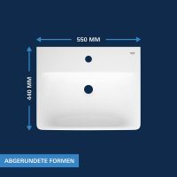 Vorschau: Grohe Euro Keramik Waschtisch 55cm mit Hahnloch, ohne Überlauf, weiß