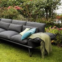 Vorschau: KETTLER GENTLE LOUNGE Outdoor Sofa 6-Sitzer mit Tisch, anthrazit matt/sooty