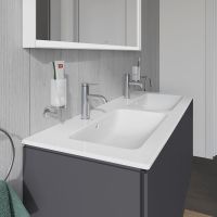 Vorschau: Duravit ME by Starck Doppelwaschtisch 130x49cm, 2 Hahnlöcher, mit Überlauf, weiß 2336130000