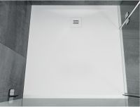 RIHO Solid Surface Velvet Sole Duschwanne 100x90x3cm, ohne Füße, weiß seidenmatt
