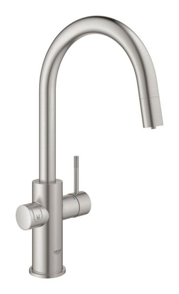 GROHE Blue Home C-Auslauf Starter Kit, herausziehbar, Filterfunktion & Sprudelfunktion 31541DC0 supersteel C