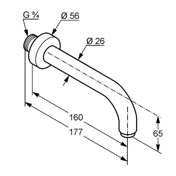 Kludi Bozz Wanneneinlauf, Ausladung 16cm
