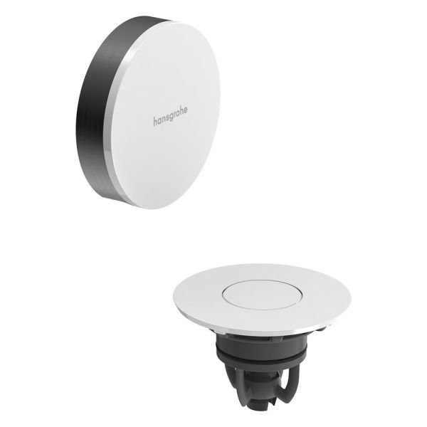 hansgrohe Flexaplus Fertigset Ablauf- und Überlaufgarnitur, brushed black chrome/weiß glanz 58187340