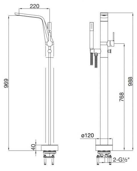 Steinberg Serie 260 freistehende Wannen-Armatur