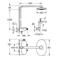 Vorschau: Grohe Rainshower System SmartControl 360 DUO Duschsystem mit Thermostatbatterie, chrom