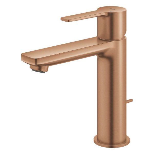 Grohe Lineare Badarmatur S-Size, Zugstangen-Ablaufgarnitur, wassersparend, warm sunset gebürstet 32114DL1