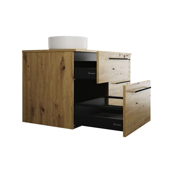 Burgbad Eqio Unterschrank 120cm mit rundem Aufsatzbecken Ø36cm, 4 Auszüge