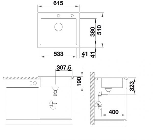 Blanco Palona 6 Keramikspüle, mit Ablauffernbedienung