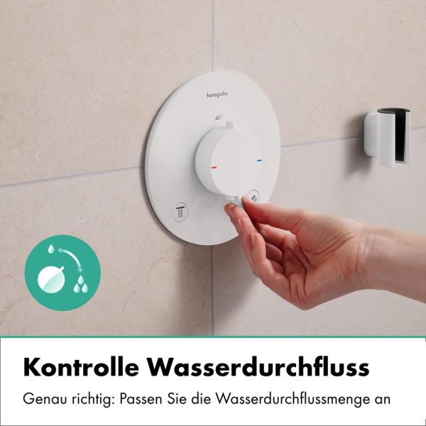 hansgrohe Ecostat Comfort S Thermostat, 2 Funktionen mit Sicherungskombination, weiß matt