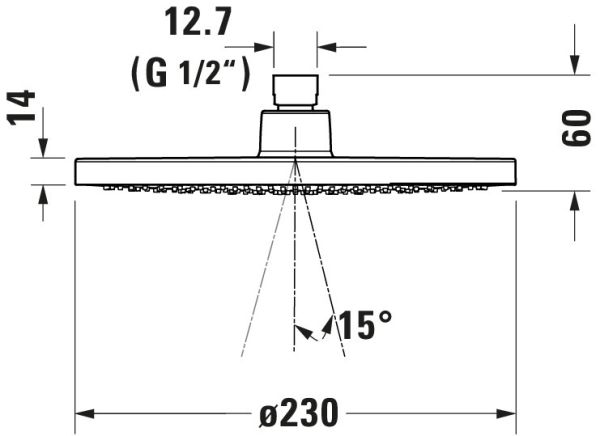 Duravit Kopfbrause Minus Flow rund 23cm, schwarz matt