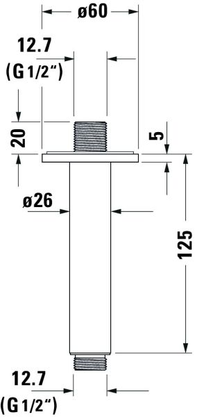 Duravit Brausearm 12,5cm mit Deckenanschluss, chrom