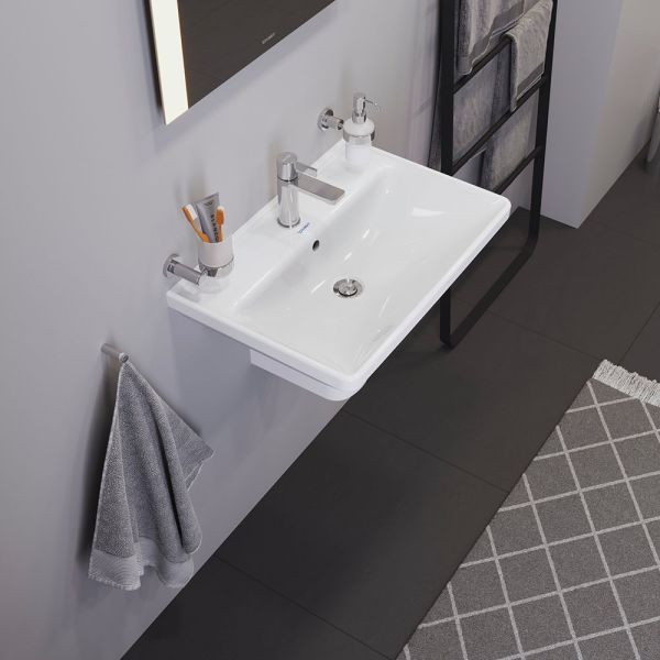 Duravit D-Neo Waschtisch rechteckig 65x44cm, mit Hahnloch und Überlauf, Wondergliss, weiß 23666500001