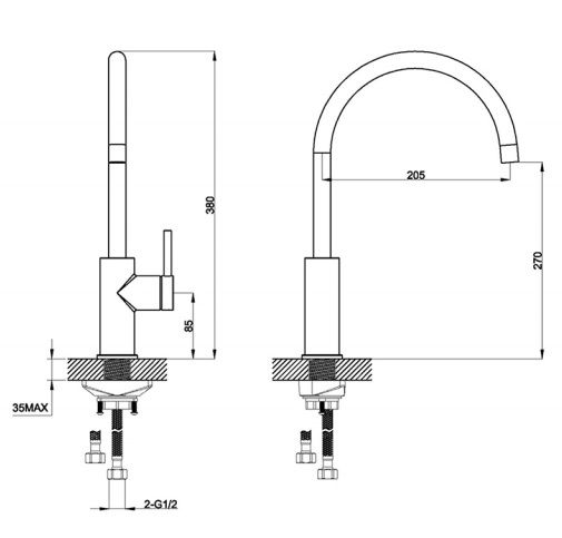 Avenarius Linie 280 Spültisch-Einhebelmischbatterie, chrom