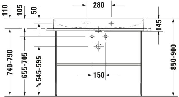 Duravit DuraSquare Metallkonsole bodenstehend/Wandmontage zu Waschtisch 235310, chrom 0031031000