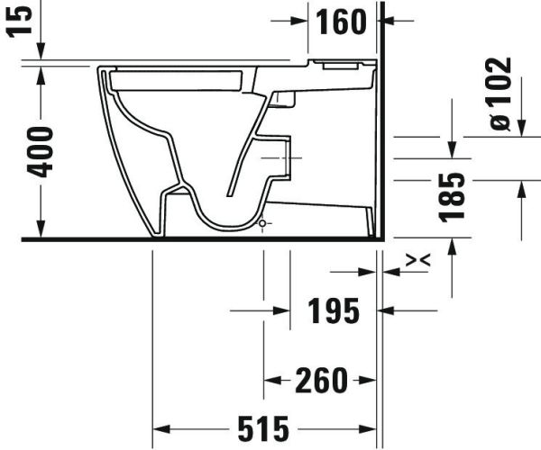 Duravit ME by Starck Stand-WC für Kombination, Tiefspüler, spülrandlos, weiß