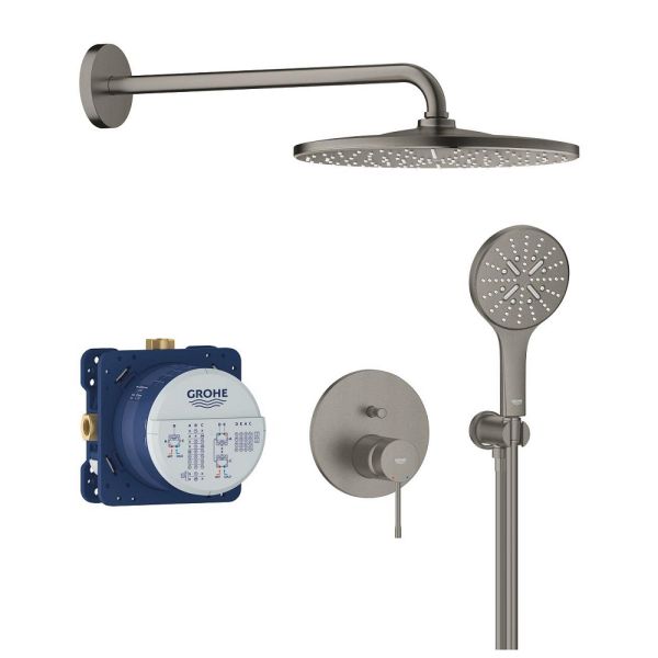 Grohe Essence Duschsystem Unterputz mit Rainshower Mono 310, hard graphite gebürstet