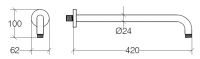 Vorschau: lineabeta SUPIONI Brausearm, Wandmontage 1/2", Ausladung 40cm, chrom