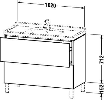 Duravit L-Cube Waschtischunterschrank bodenstehend 102x47cm mit 2 Schubladen für ME by Starck 030410