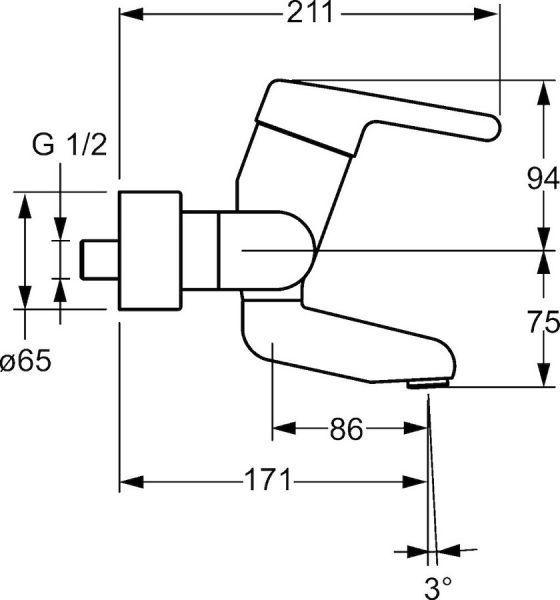 Hansa Hansamedipro Waschtisch-Einhand-Wandbatterie, 171mm, chrom
