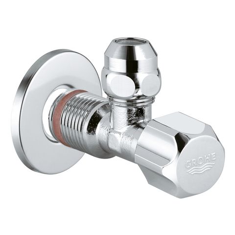 Grohe Eckventil 1/2x3/8'' selbstd. Quetschverschraubung 10mm Rosette, chrom